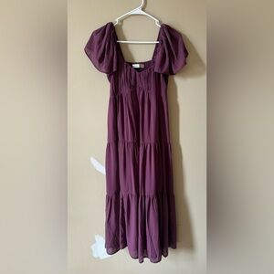 Abercrombie & Fitch Plum Tiered Midi Dress